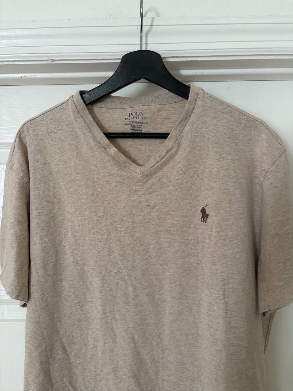 Polo by Ralph Lauren Men’s V-Neck Tee in Light Beige Size L - Picture 2 of 6